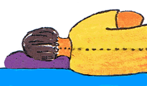 Your pillow should support your spine in good alignment with no gaps between you and your pillow.